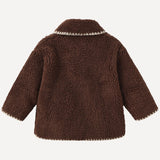 Teddy Contrast Stitch Jacket - Brown