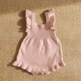 Elara Frill Knit Romper - Pink